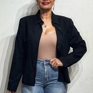 Linda Allard Ellen Tracy Black Wool Jacket Sz 14